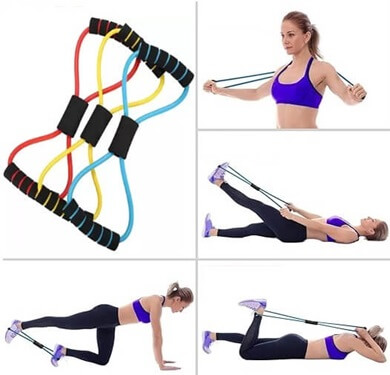Non-Slip Set of 5 Latex Loop Resistance Bands for Exercise and